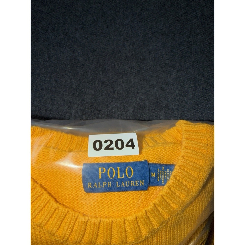 Polo Ralph Lauren Yellow Tight-Knit Crew Neck Pullover Sweater Men's M - Picture 7 of 7
